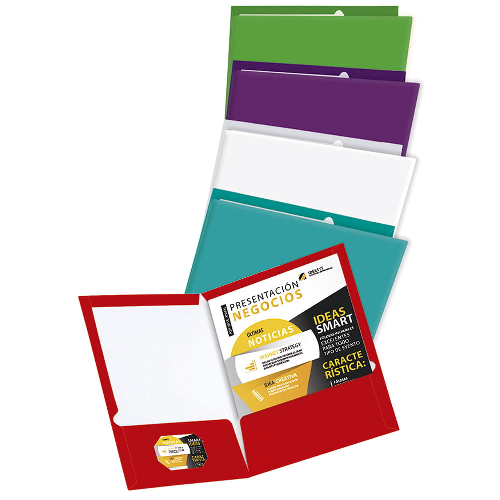 Folder de Cartulina Tamaño Carta Bright Colors Paquete con  5 Piezas Smart File