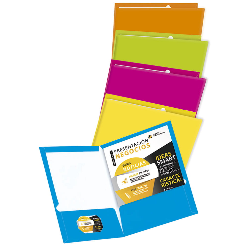 Folder de Cartulina Tamaño Carta Cool Colors Paquete con  5 Piezas Smart File