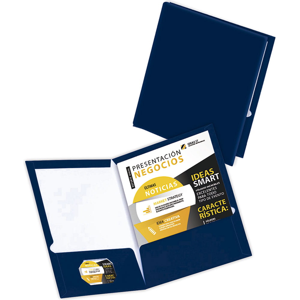 Folder de Cartulina Tamaño Carta Azul Marino Paquete con  2 Piezas Smart File