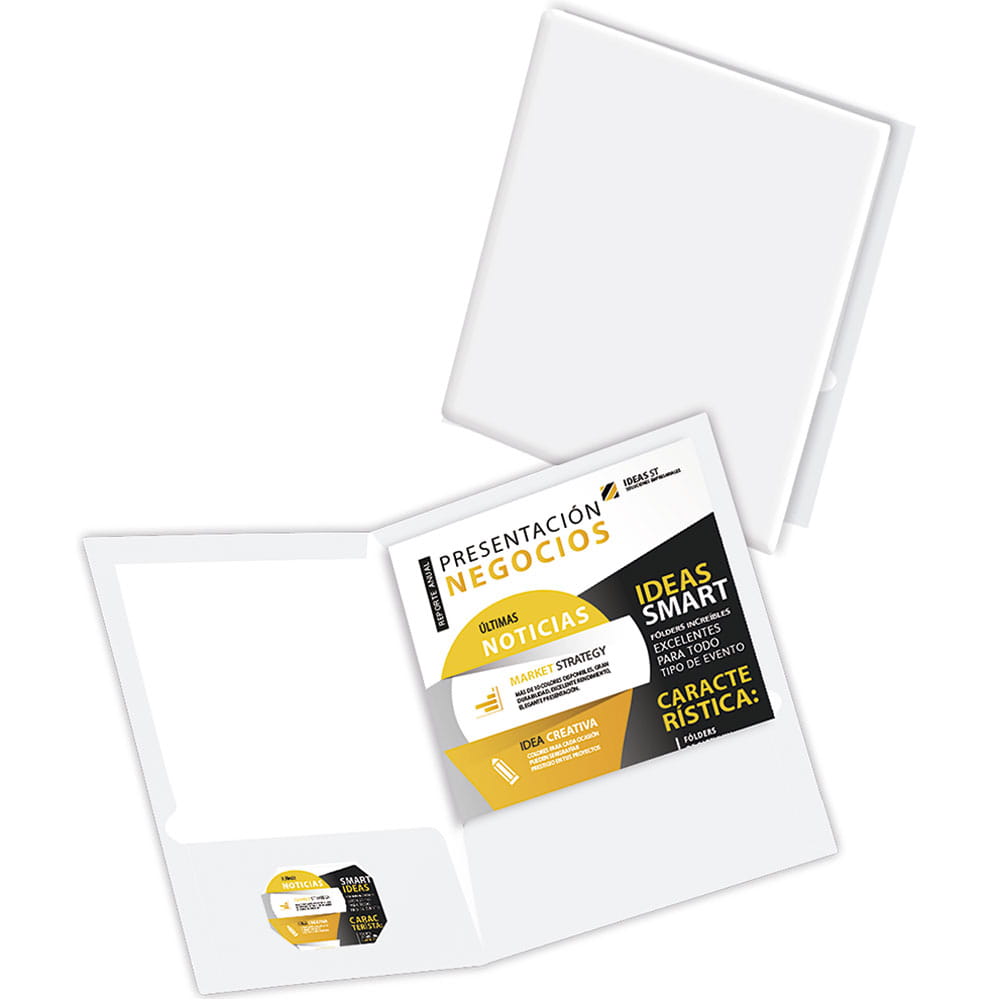 Folder de Cartulina Tamaño Carta Blanco Paquete con  2 Piezas Smart File