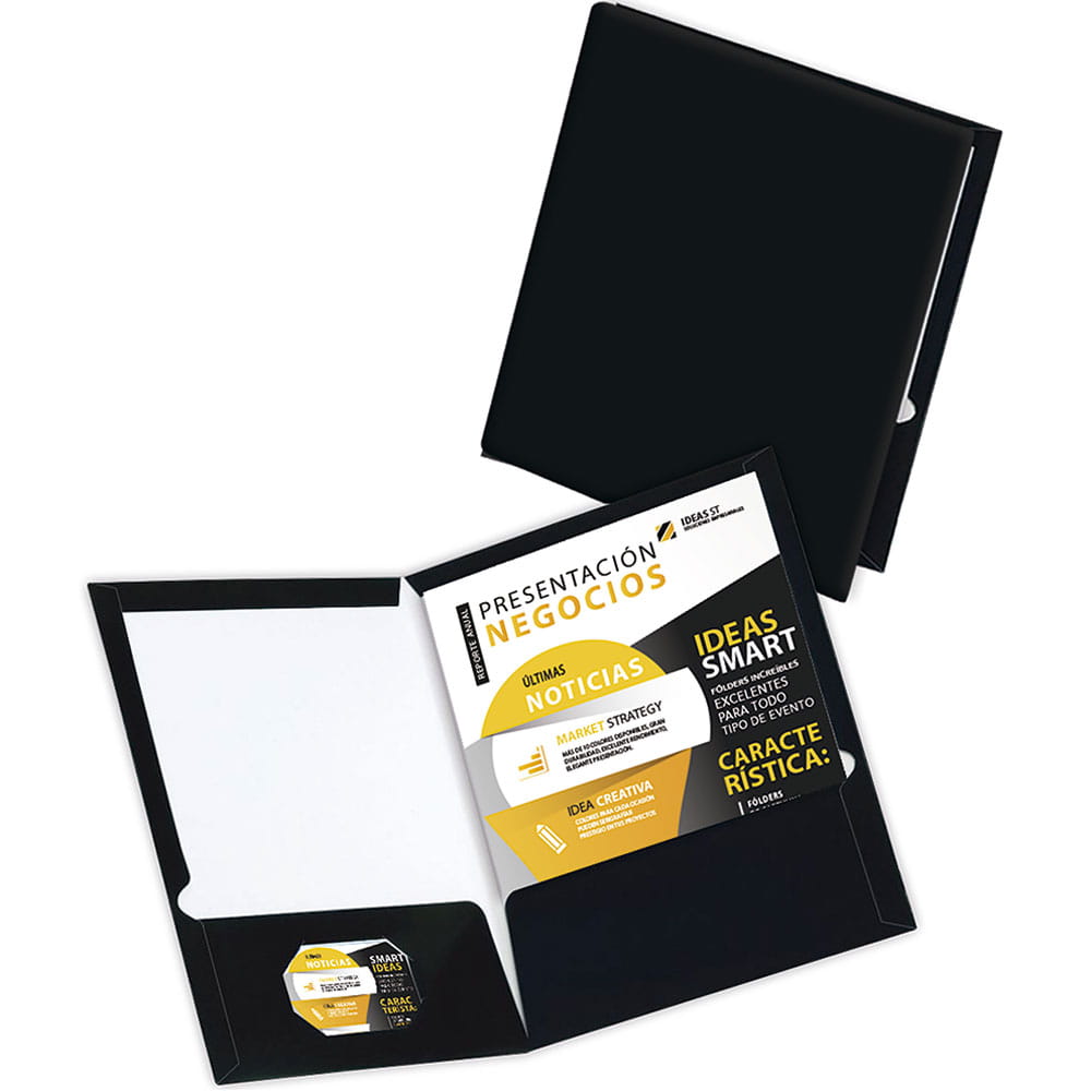 Folder de Cartulina Tamaño Carta Negro Paquete con  2 Piezas Smart File
