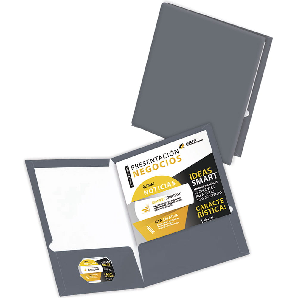 Folder de Cartulina Tamaño Carta Plata Paquete con  2 Piezas Smart File