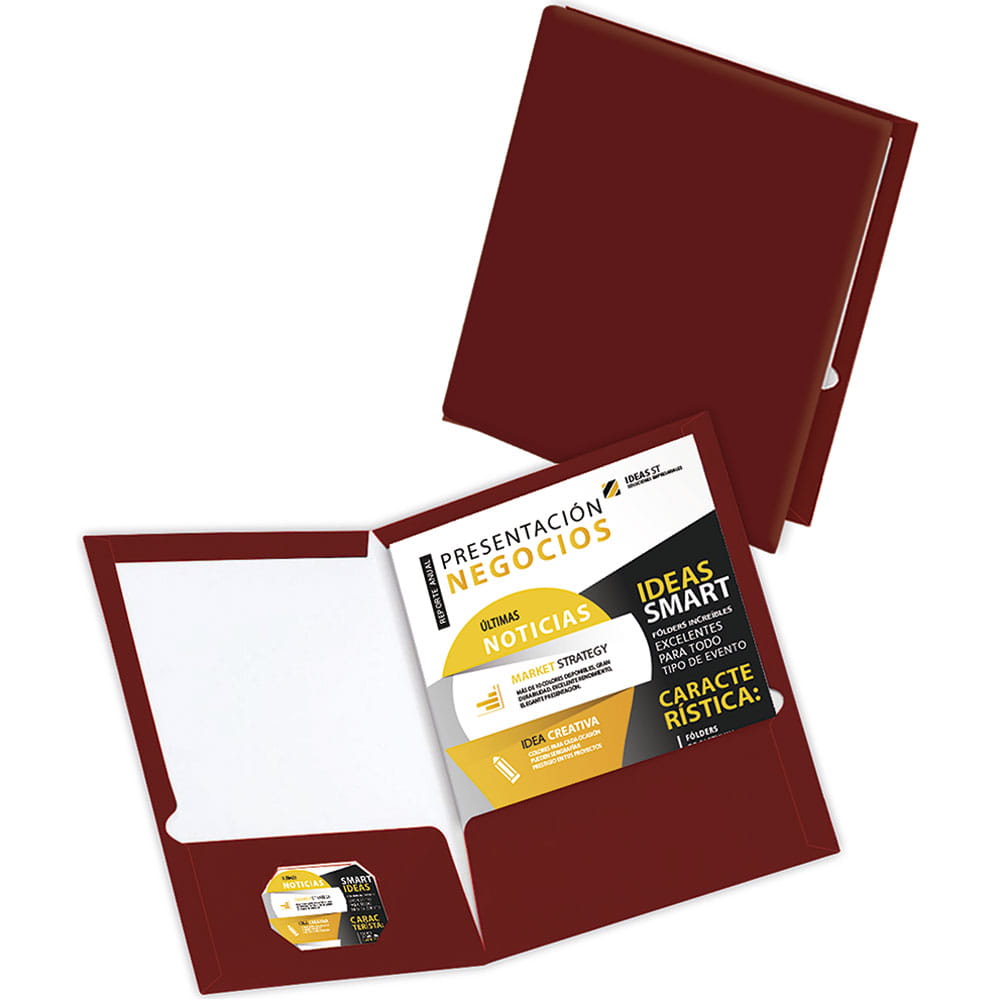 Folder de Cartulina Tamaño Carta Vino Paquete con  2 Piezas Smart File