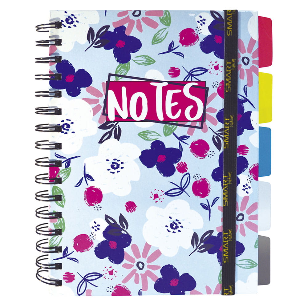 Cuaderno Espiral de 96 Hojas Francés de Cuadro Grande Pasta Dura Floral Smart Fashion