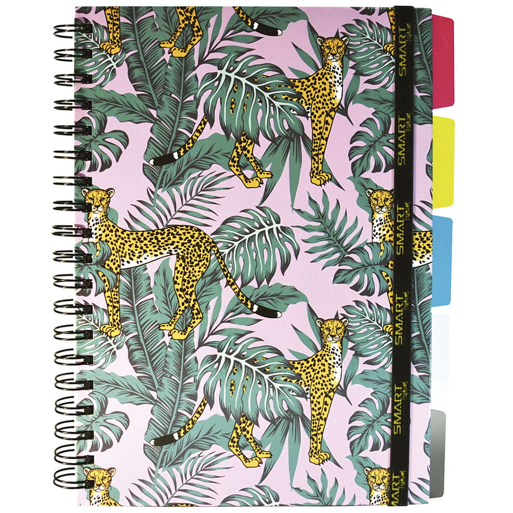 Cuaderno Espiral de 96 Hojas College de Cuadro Chico Pasta Dura Leopardo Smart Fashion