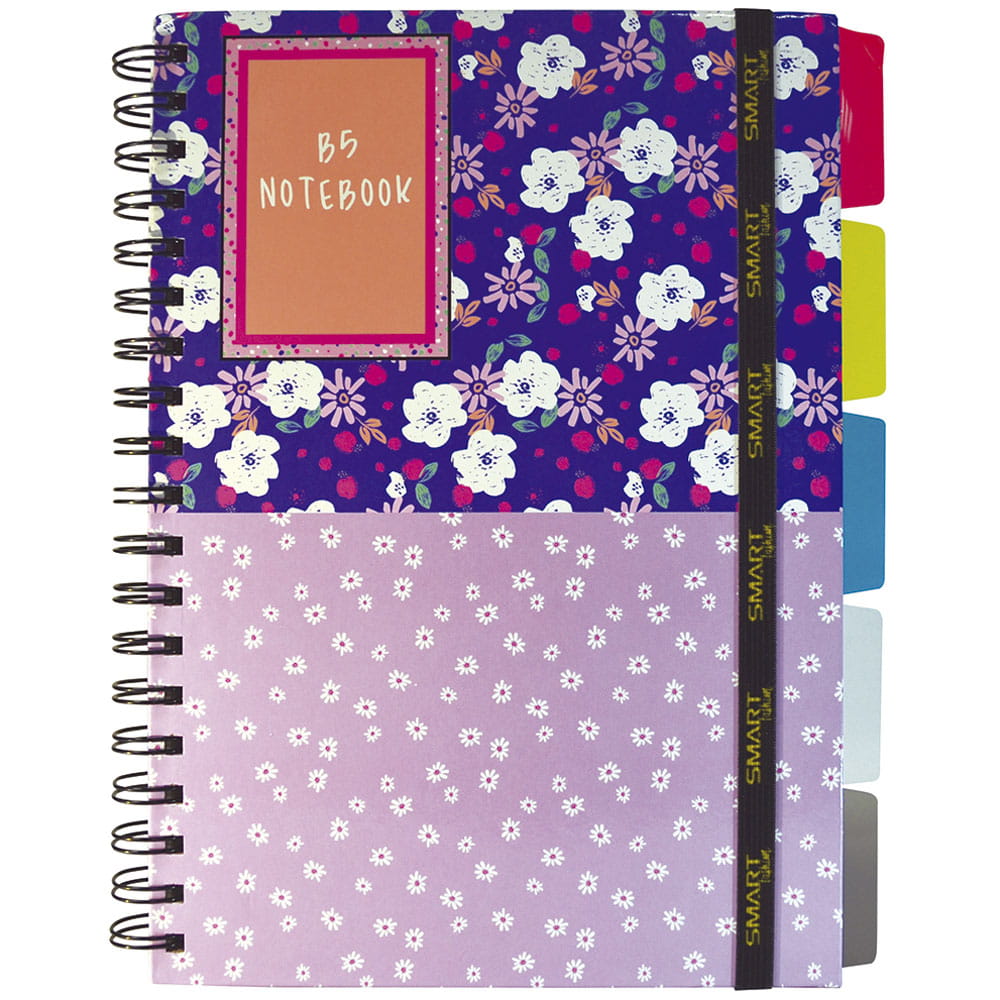 Cuaderno Espiral de 96 Hojas College de Raya Pasta Dura Floral Smart Fashion