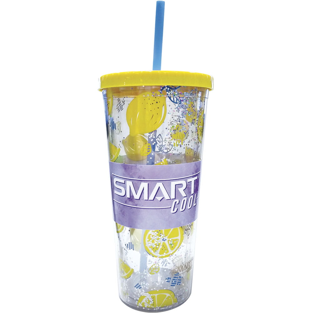 Vaso de Plástico con Popote Decorado de 650ml Smart Cool