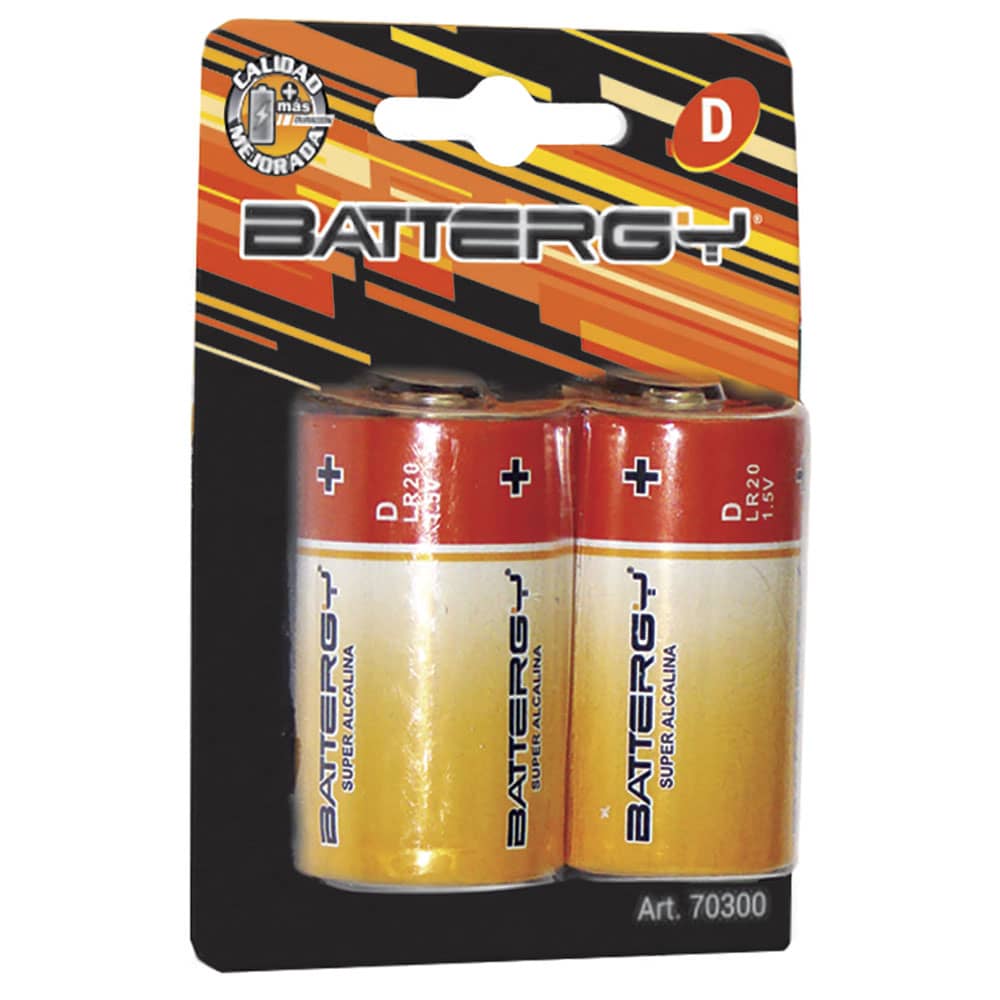 Pila Alcalina (D) Blíster con 2 Piezas Battergy