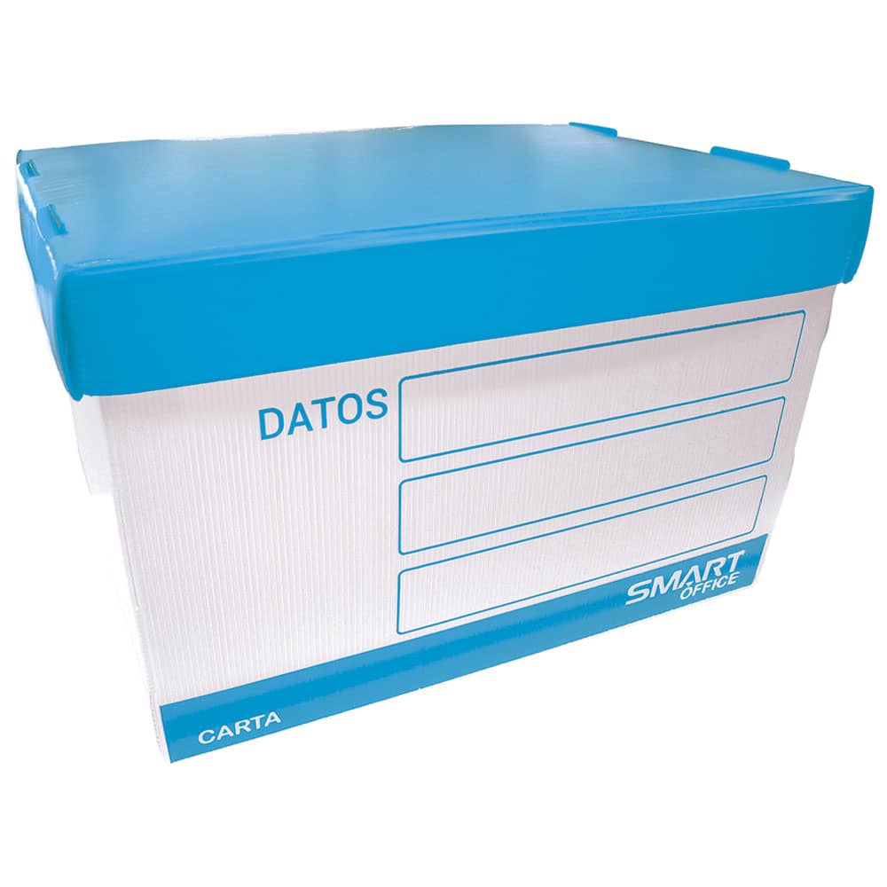 Caja de Plástico para Archivo Azul Tamaño Carta Smart