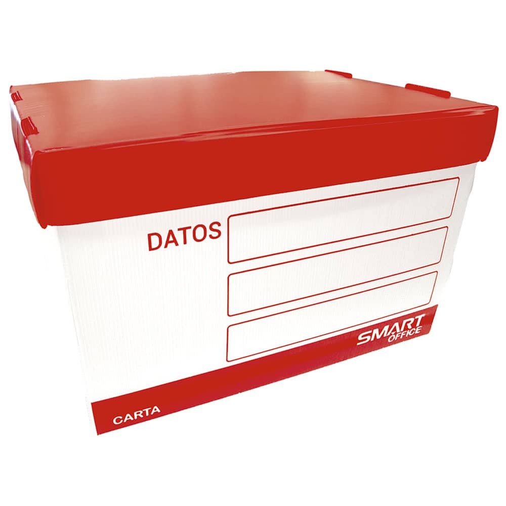 Caja de Plástico para Archivo Rojo Tamaño Carta Smart