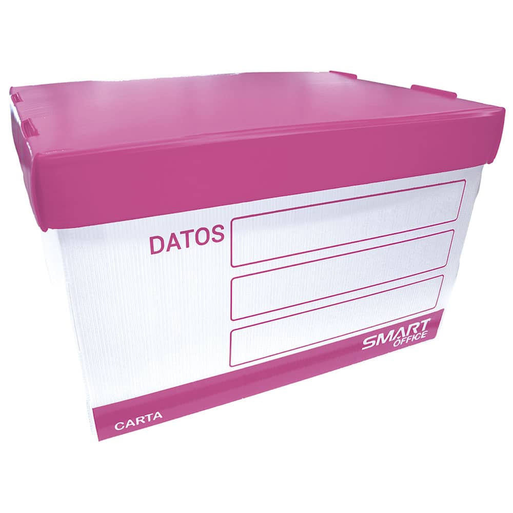 Caja de Plástico para Archivo Rosa Tamaño Carta Smart