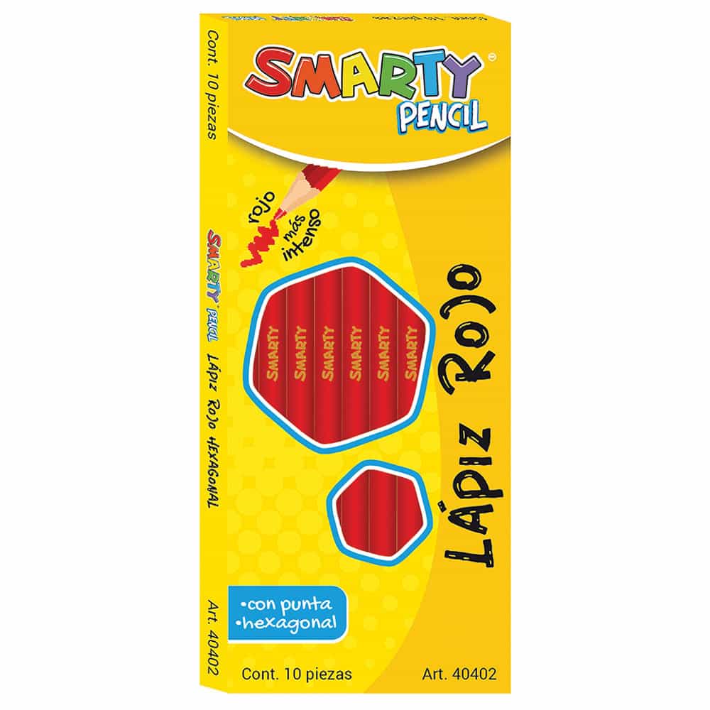 Lápiz Rojo Hexágono Caja con 10 Piezas Smart