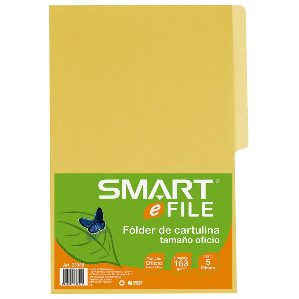 Folder de Cartulina Tamaño Oficio Rosa Paquete con 5 Piezas Smart