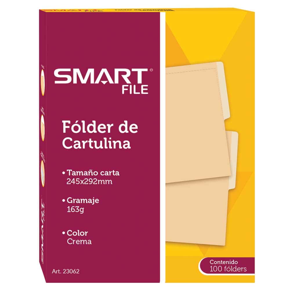 Folder de Cartulina Tamaño Carta Crema Caja con 100 Piezas