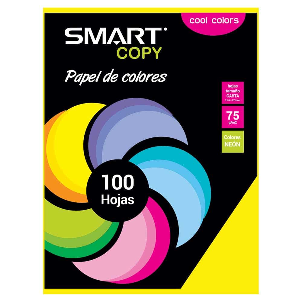 Papel Bond Tamaño Carta Cool Colors con 100 Hojas Amarillo Eléctrico Smart Copy
