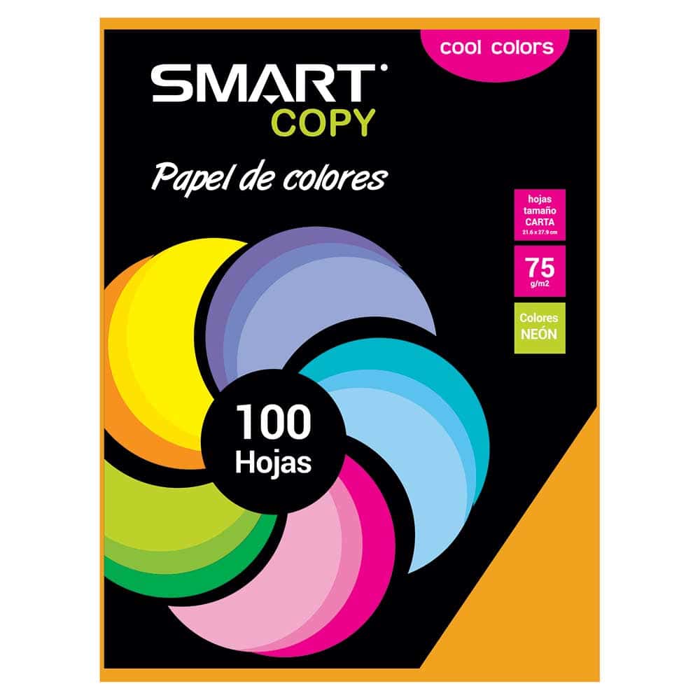 Papel Bond Tamaño Carta Cool Colors con 100 Hojas Amarillo Canario Smart Copy