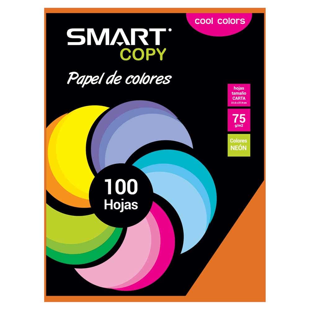 Papel Bond Tamaño Carta Cool Colors con 100 Hojas Naranja Smart Copy