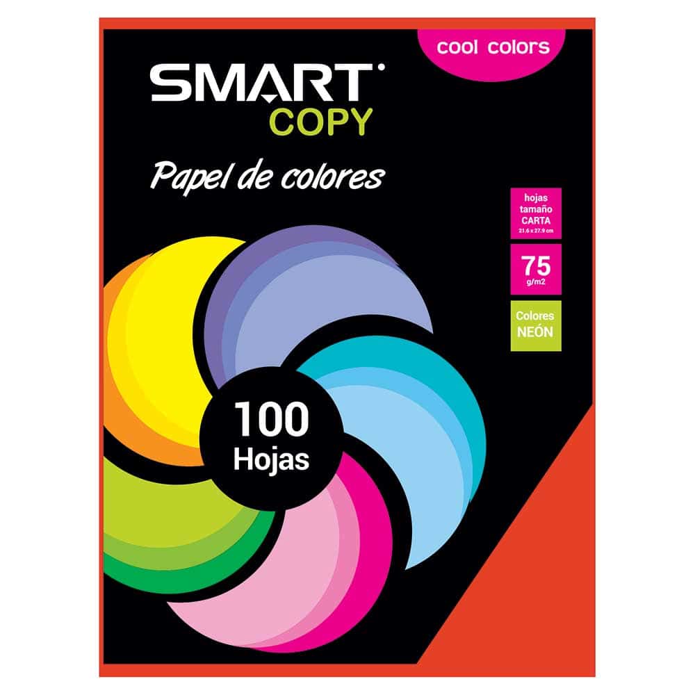 Papel Bond Tamaño Carta Cool Colors con 100 Hojas Naranja Eléctrico Smart Copy