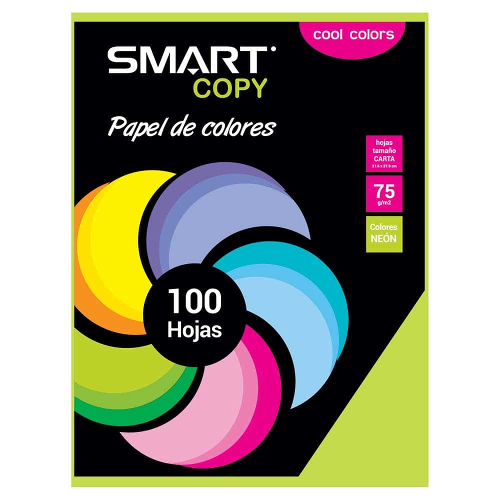 Papel Bond Tamaño Carta Cool Colors con 100 Hojas Verde Limón Smart Copy