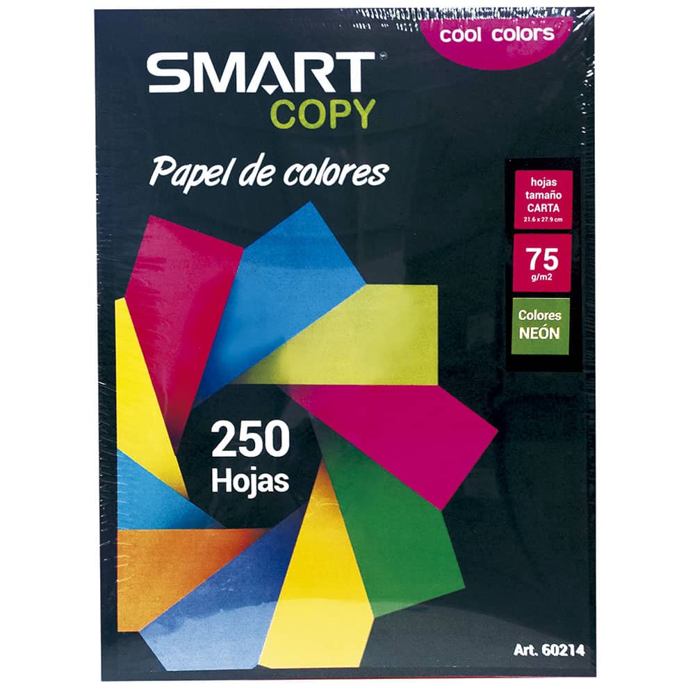 Papel Bond Tamaño Carta Colores Surtidos con 250 Hojas Colores Surtido Smart Copy