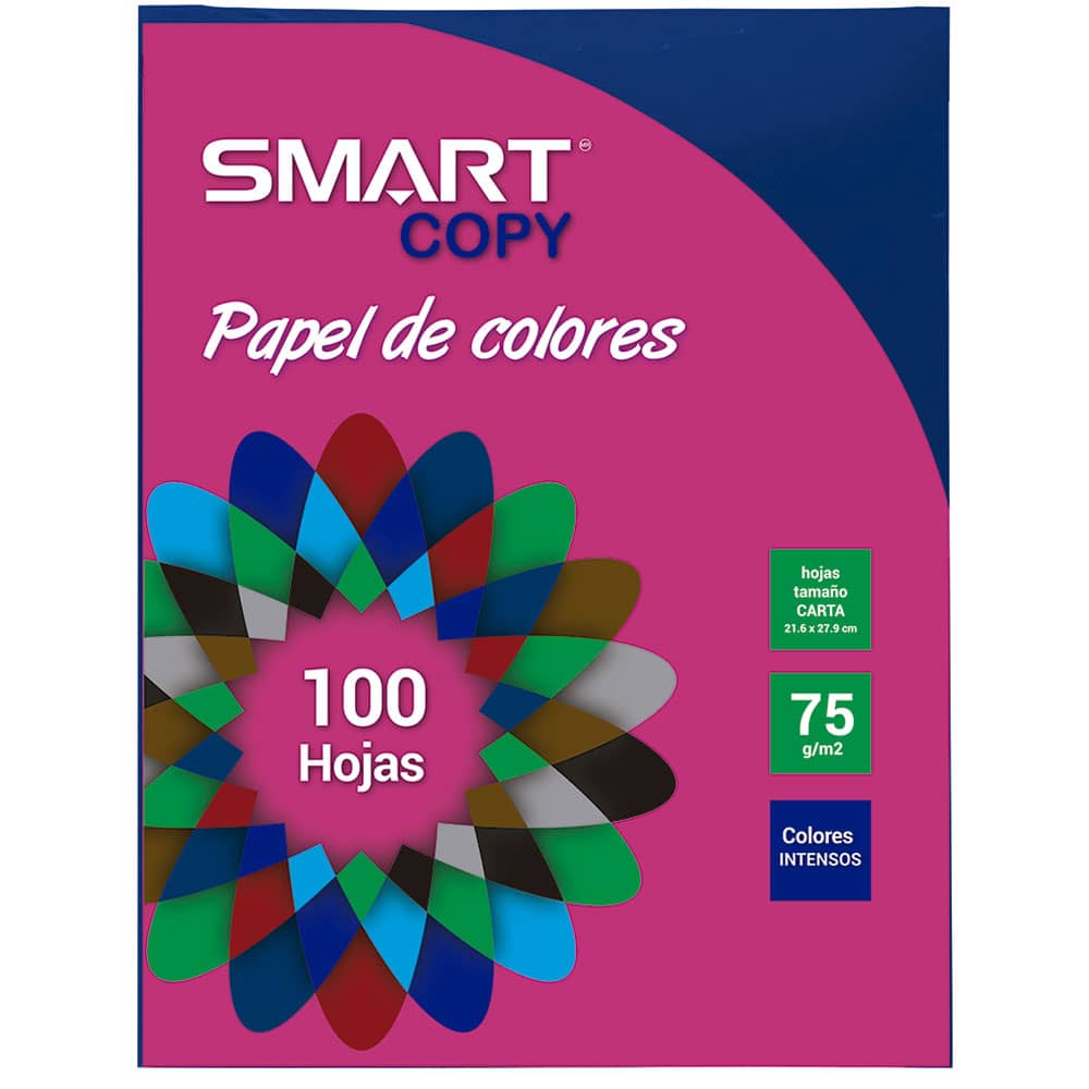 Papel Bond Tamaño Carta Colores Intensos con 100 Hojas Azul Marino Smart Copy
