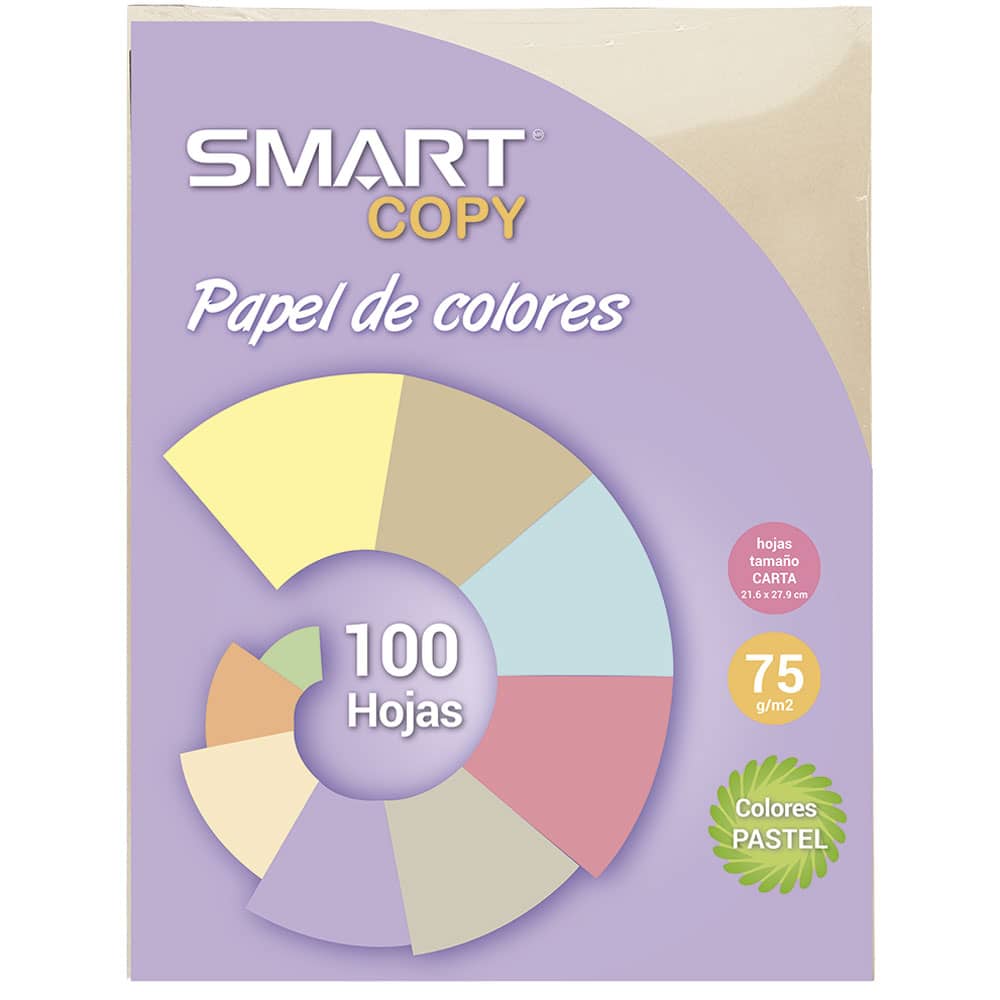 Papel Bond Tamaño Carta Colores Pastel con 100 Hojas Marfil Smart Copy