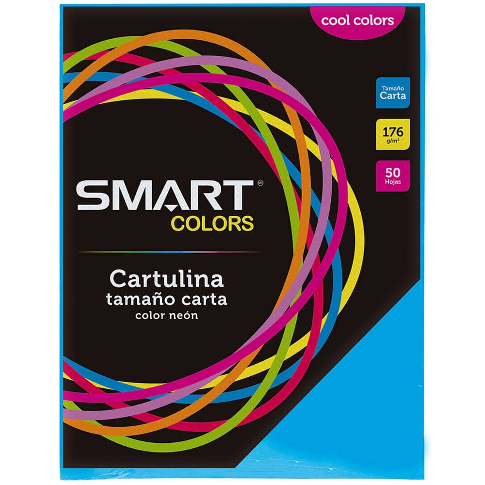 Cartulina Tamaño Carta Cool Colors Azul con 50 Hojas Smart