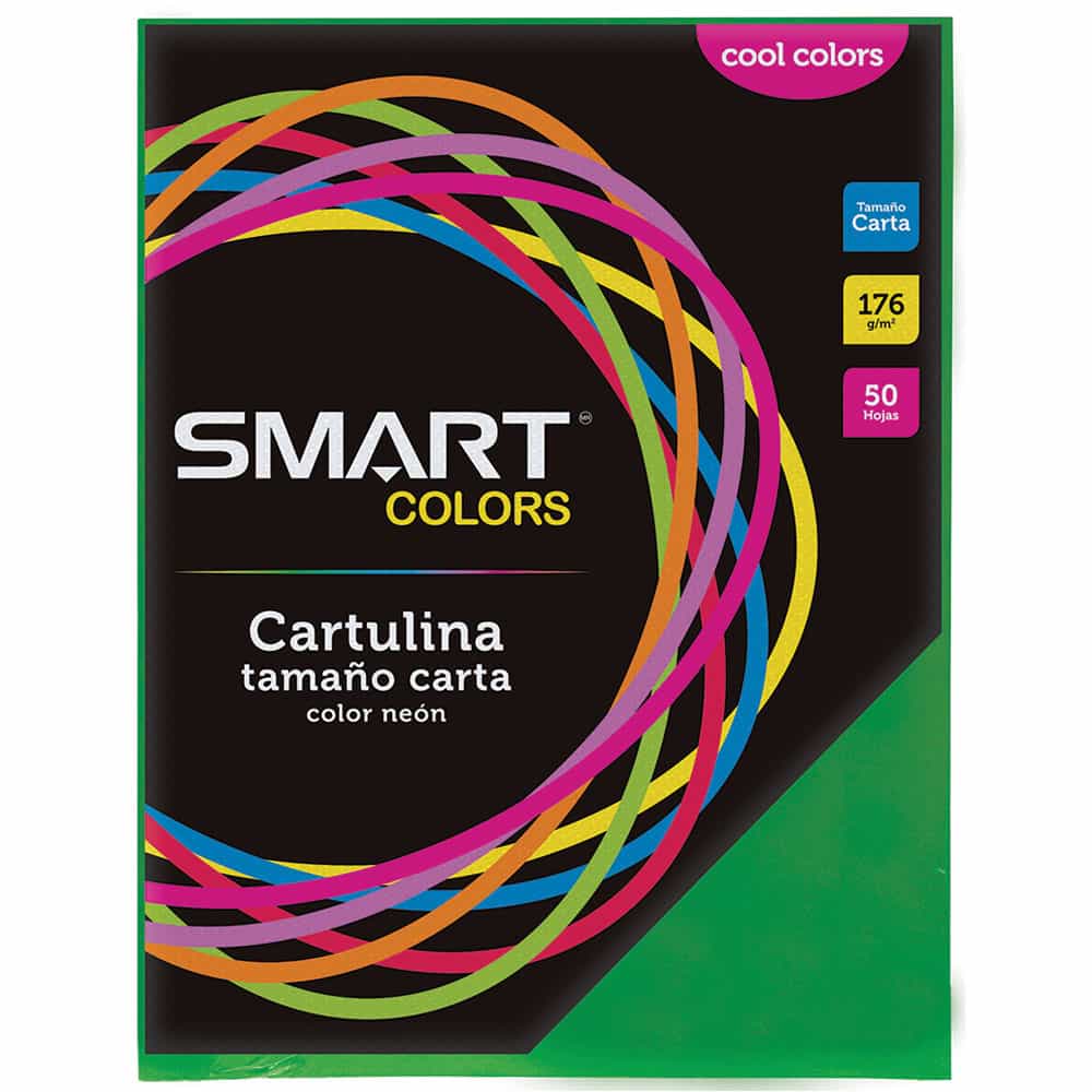 Cartulina Tamaño Carta Cool Colors Verde Bandera con 50 Hojas Smart