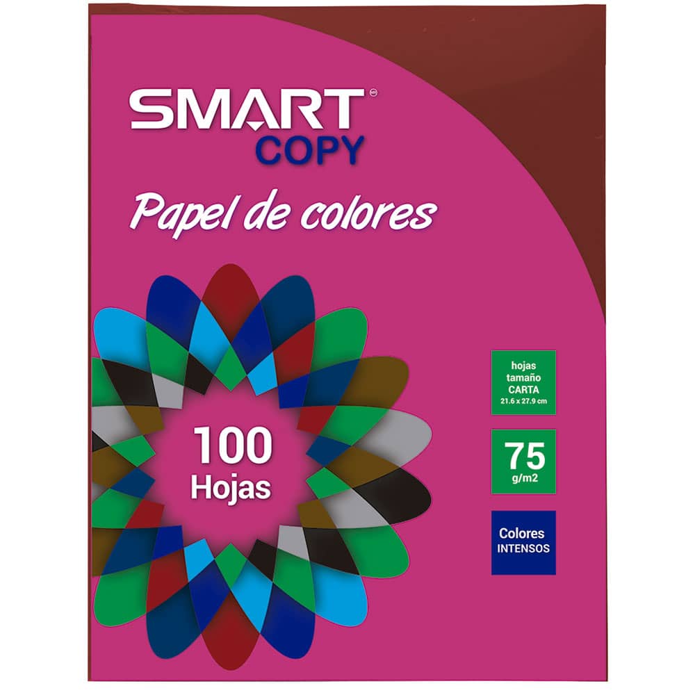 Papel Bond Tamaño Carta Colores Intensos Rojo Intenso con 100 Hojas Smart Copy