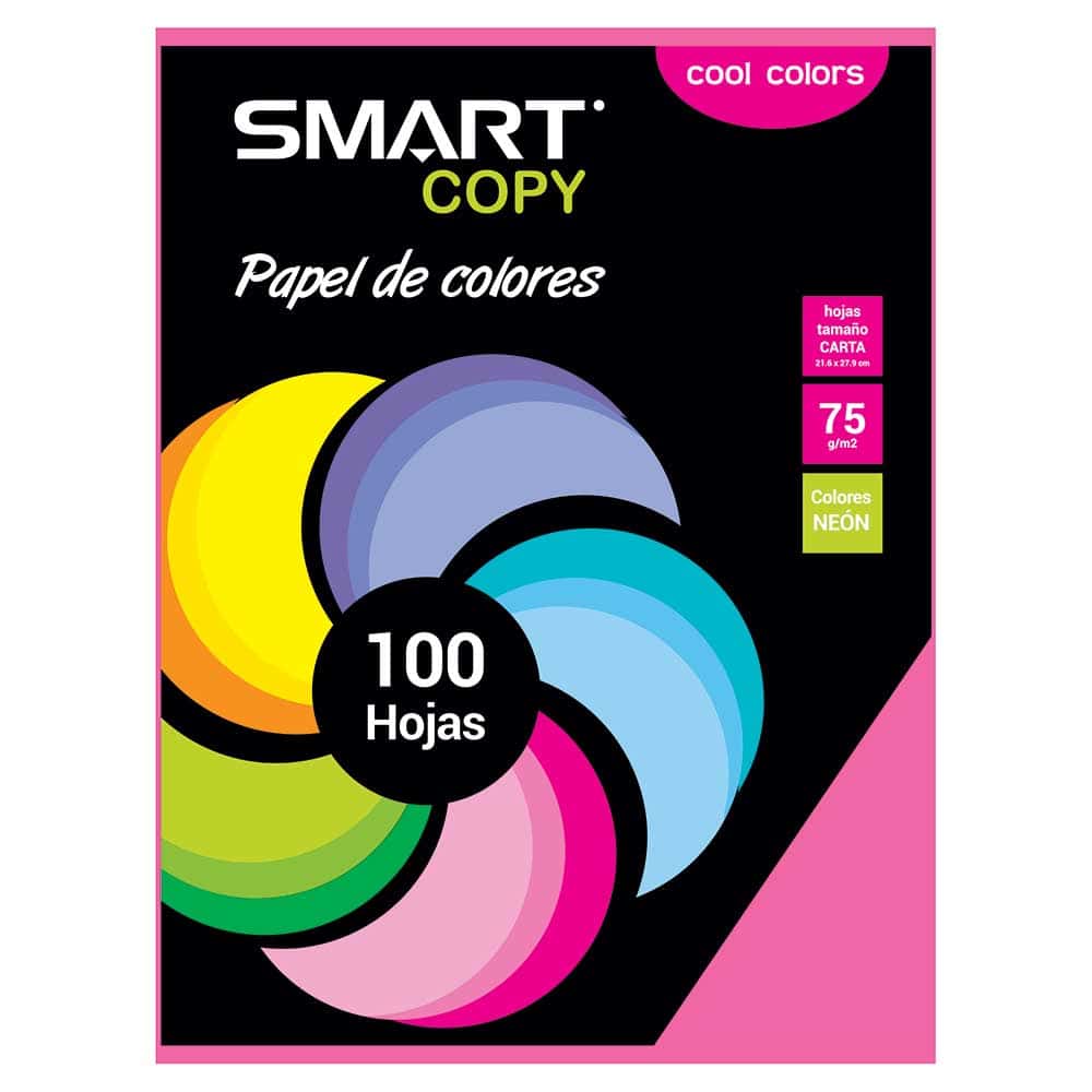 Papel Bond Tamaño Carta Cool Colors Rosa Mexicano con 100 Hojas Smart Copy