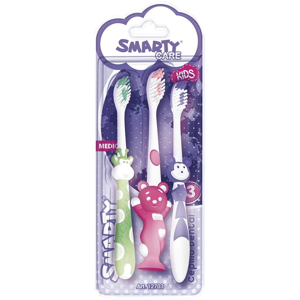 Cepillo de Dientes para Niños Animals Blíster con 3 Smart Care
