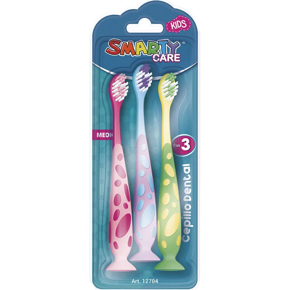 Cepillo de Dientes para Niños Colores Surtidos Blíster con 3 Smart Care