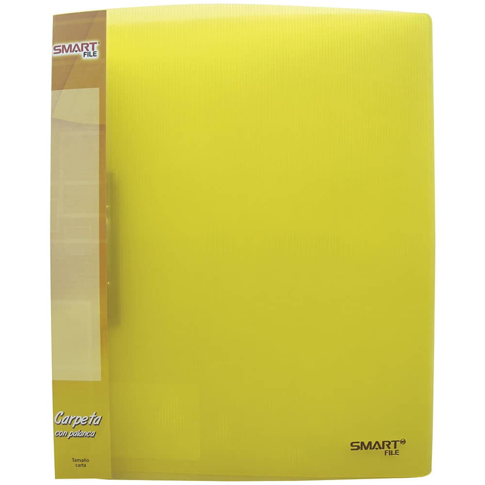 Carpeta de Plástico Tamaño Carta con Palanca Amarillo Transparente Smart