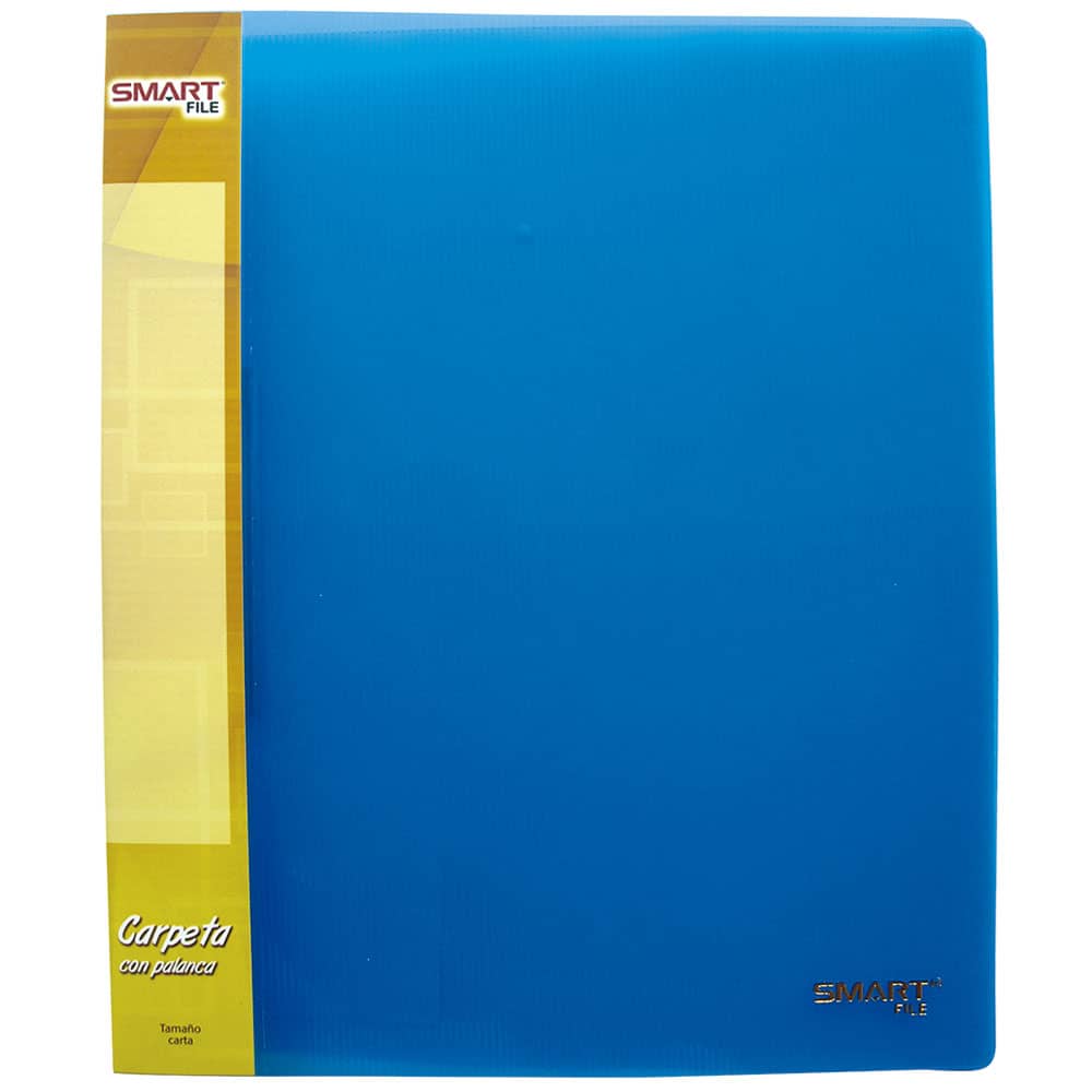 Carpeta de Plástico Tamaño Carta con Palanca Azul Transparente Smart