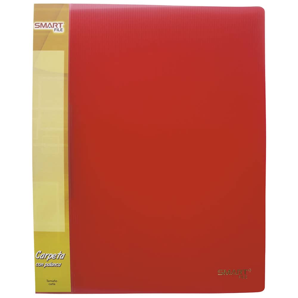 Carpeta de Plástico Tamaño Carta con Palanca Rojo Transparente Smart