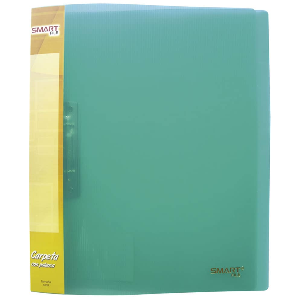 Carpeta de Plástico Tamaño Carta con Palanca Verde Transparente Smart