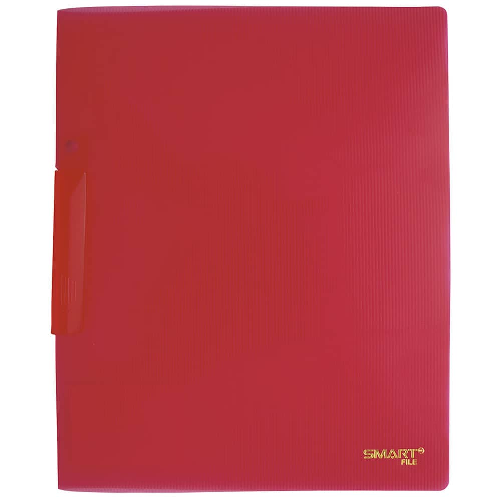 Carpeta de Plástico Tamaño Carta con Clip Rojo Transparente Smart