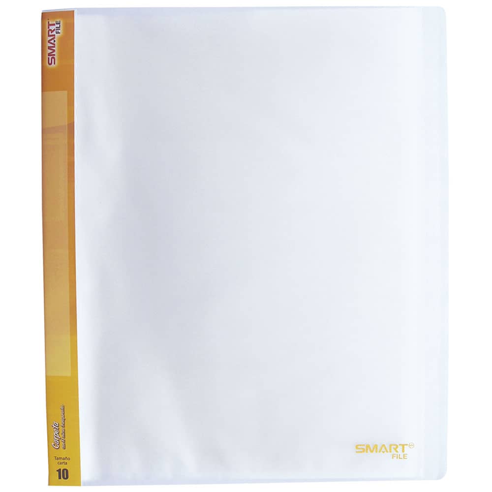 Carpeta de Plástico Tamaño Carta con 10 Micas Cristal Transparente Smart