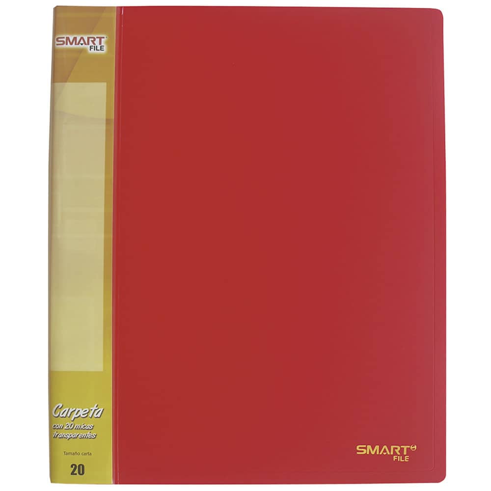 Carpeta de Plástico Tamaño Carta con 20 Micas Rojo Solido Smart