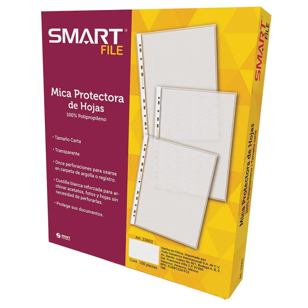Mica Transparente Tamaño Carta Paquete con 100 Piezas Smart