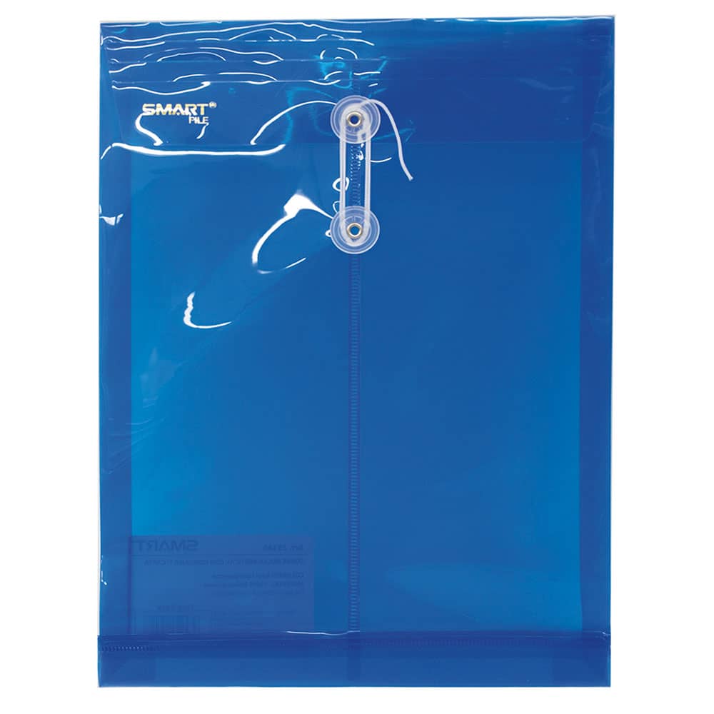 Sobre de Plástico con Rondana Tamaño Carta Vertical Azul Transparente Smart