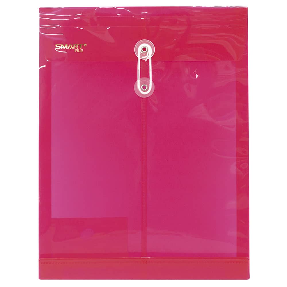 Sobre de Plástico con Rondana Tamaño Carta Vertical Rojo Transparente Smart