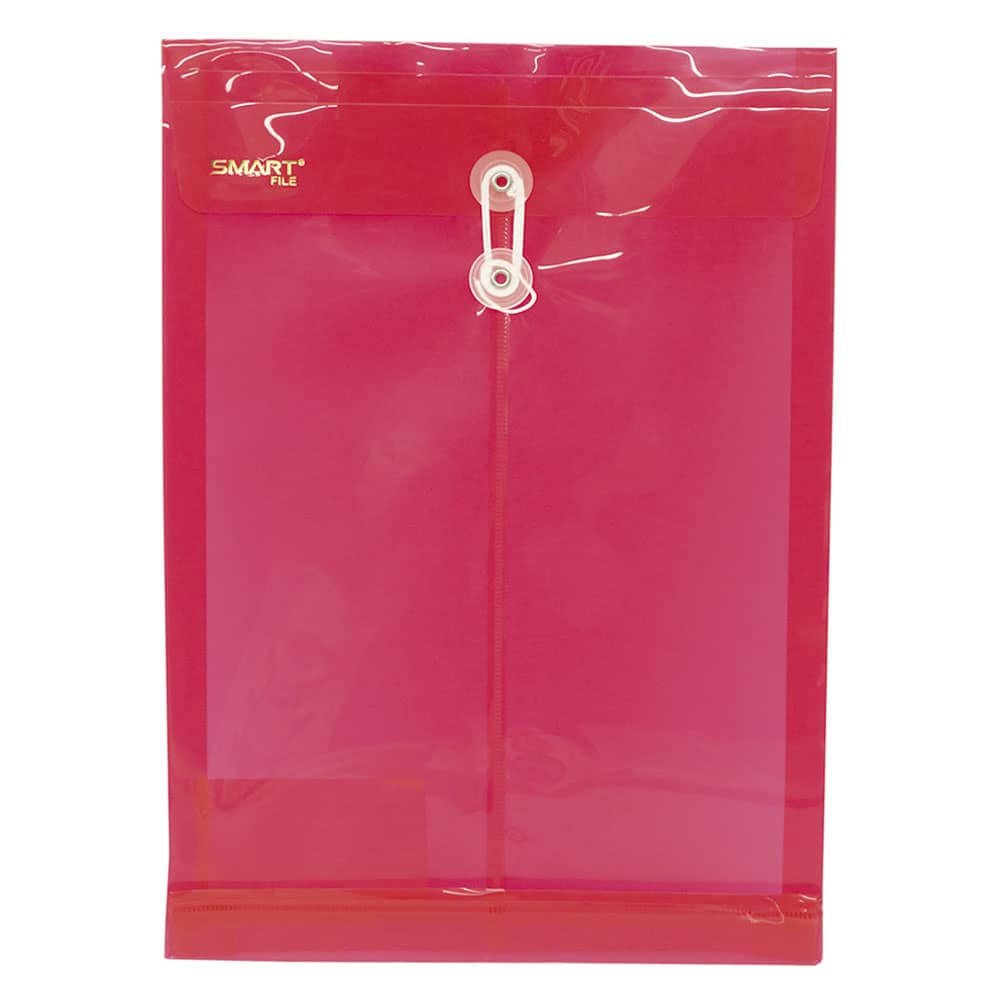 Sobre Bolsa Plástico Tamaño Oficio Vertical Rojo Transparente Smart