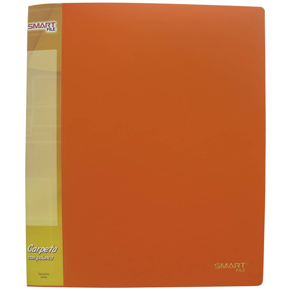 Carpeta de Plástico Tamaño Carta con Palanca Naranja Neón Smart
