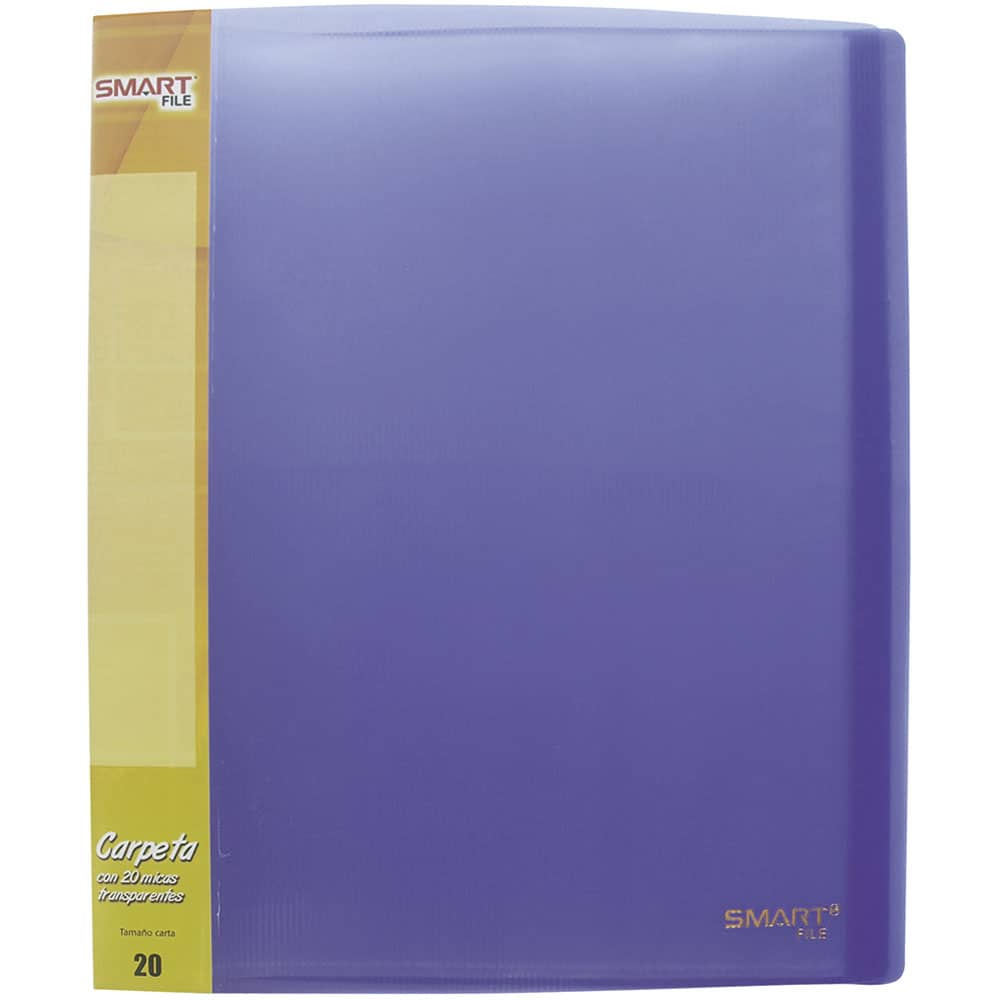 Carpeta de Plástico Tamaño Carta con 20 Micas Morado Transparente Smart