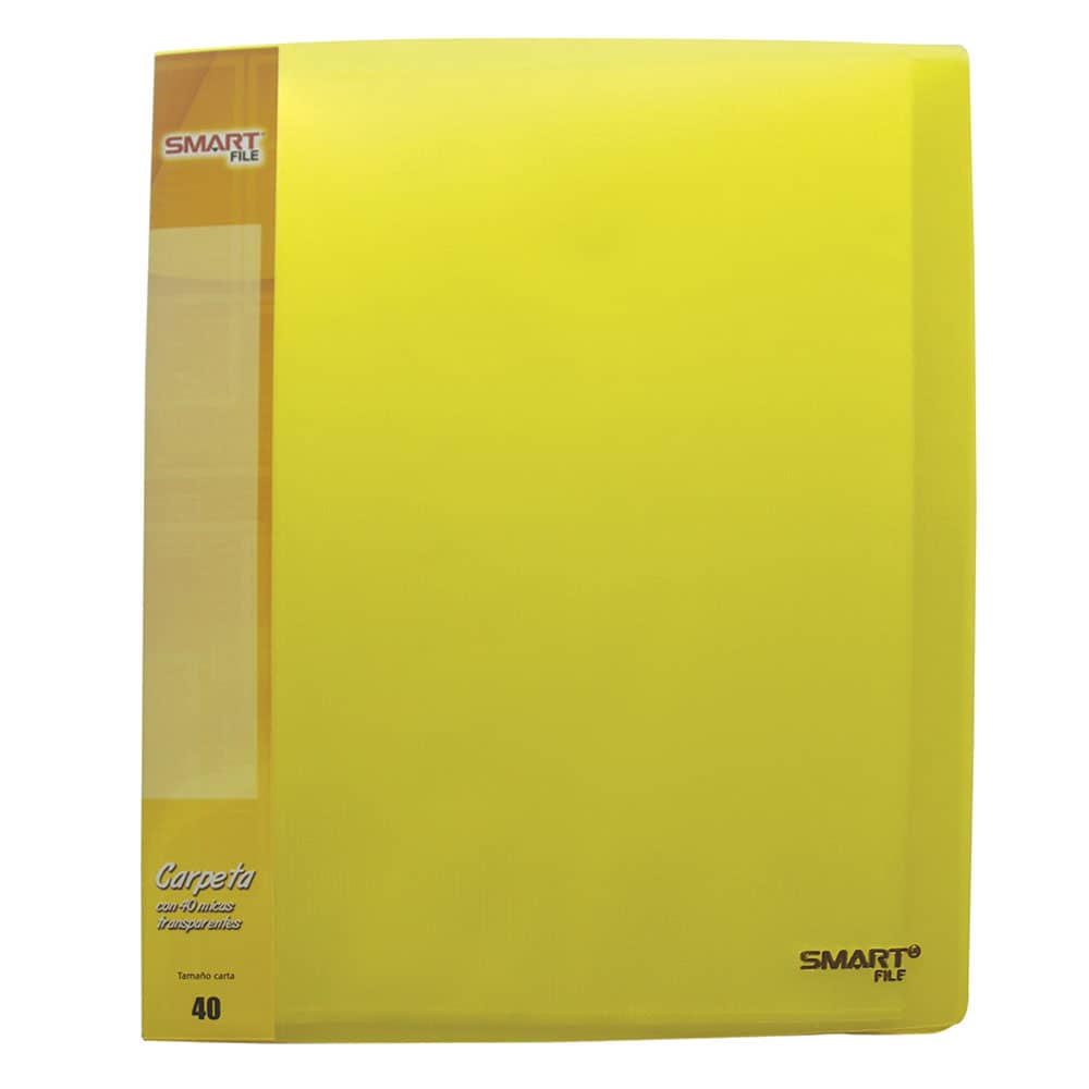 Carpeta de Plástico Tamaño Carta con 40 Micas Amarillo Transparente Smart