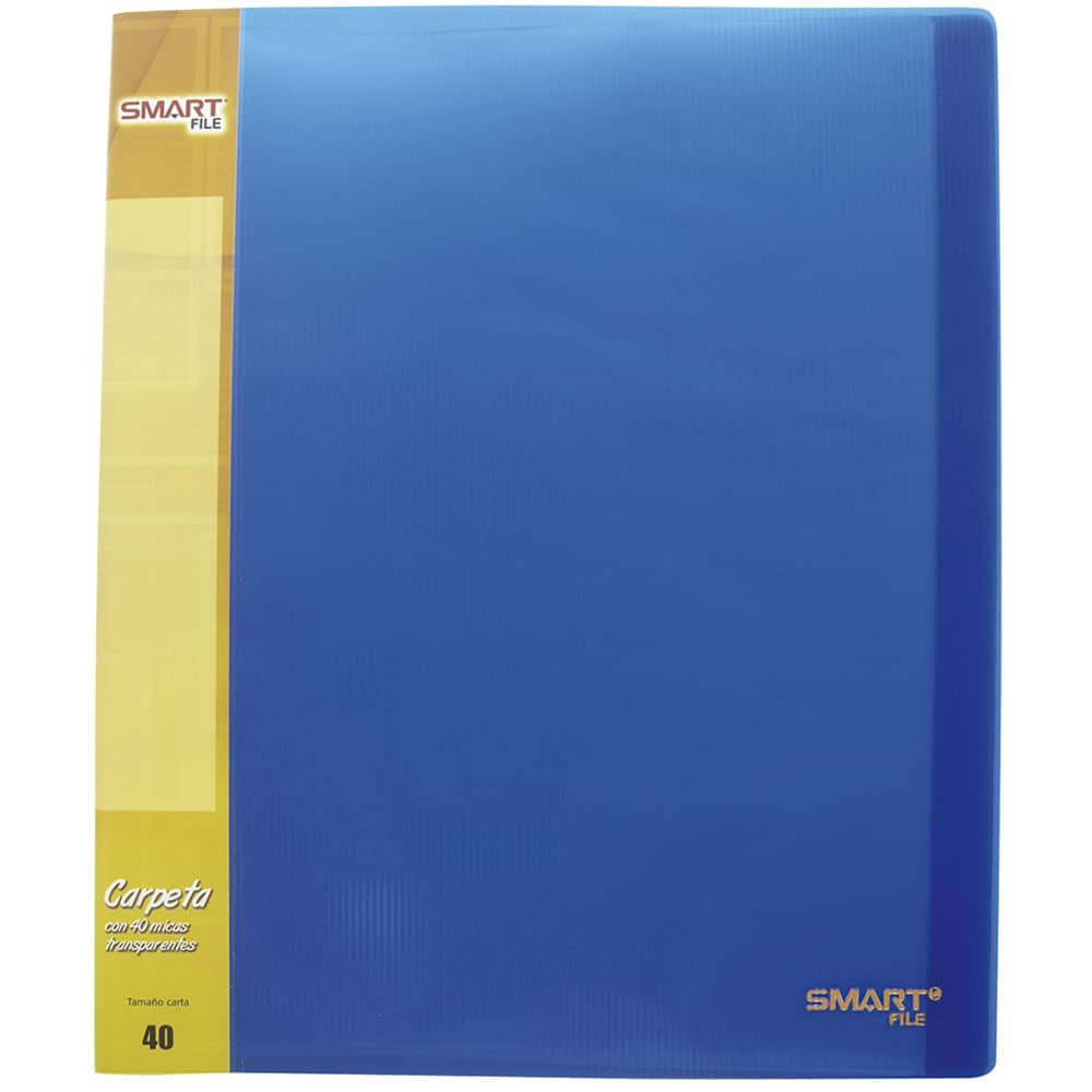Carpeta de Plástico Tamaño Carta con 40 Micas Azul Transparente Smart