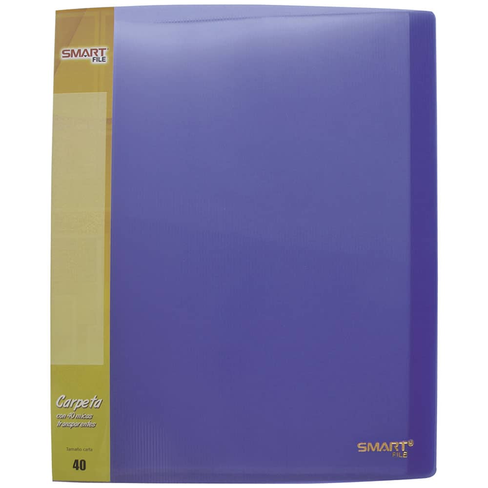 Carpeta de Plástico Tamaño Carta con 40 Micas Morado Transparente Smart