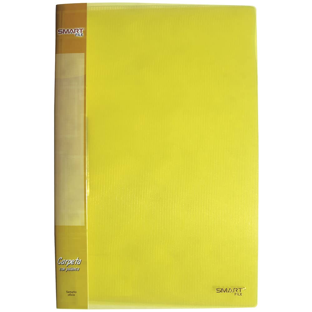 Carpeta de Plástico Tamaño Oficio con Palanca Amarillo Transparente Smart