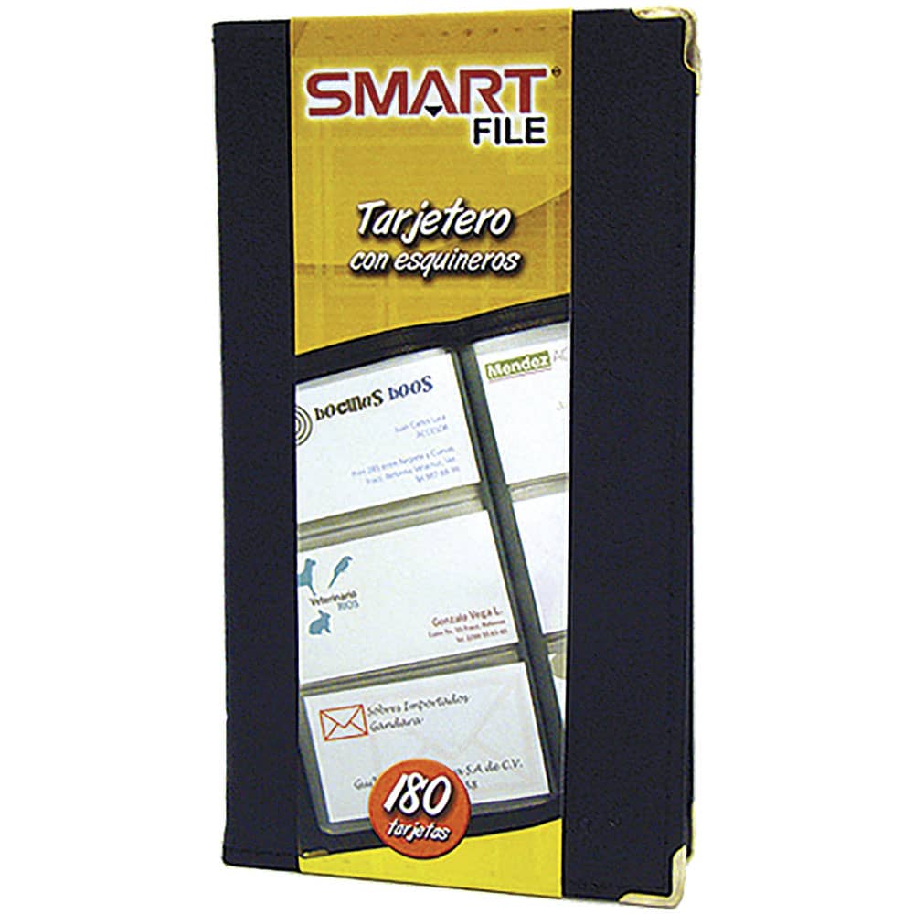 Tarjetero Vinil para 180 Tarjetas Negro Imitación Piel Smart